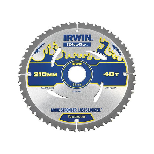 Irwin® Weldtec Circular Saw Blade 210 x 30mm x 40T ATB IRWIN® - Dynamic Drive