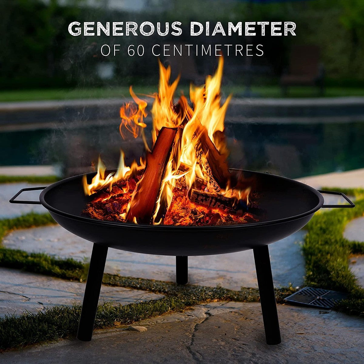 24" Round Fire Pit Folding Patio Garden Bowl Outdoor Camping Heater Log Burner BBQ Collection - NN4 Online