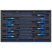 Draper Extra Long Precision Screwdriver Set in 1/4 Drawer EVA Insert Tray (8 Pie Draper - Dynamic Drive