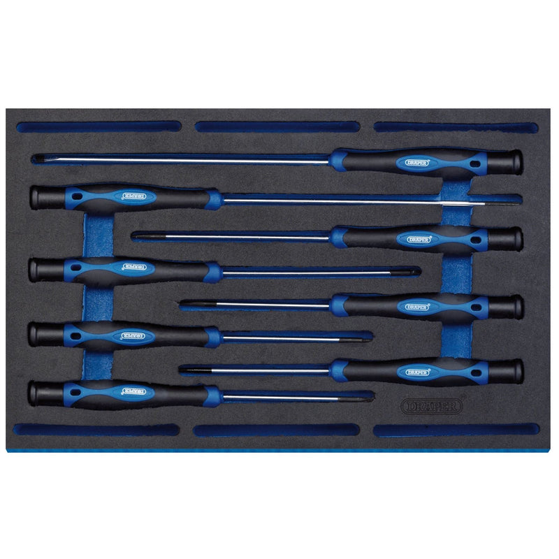 Draper Extra Long Precision Screwdriver Set in 1/4 Drawer EVA Insert Tray (8 Pie Draper - Dynamic Drive