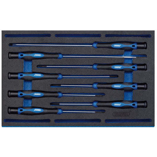 Draper Extra Long Precision Screwdriver Set in 1/4 Drawer EVA Insert Tray (8 Pie Draper - Dynamic Drive