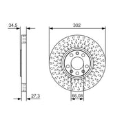 Bosch 2 x Vented Brake Discs fits Peugeot Rcz 2010-2015 1.6 2.0