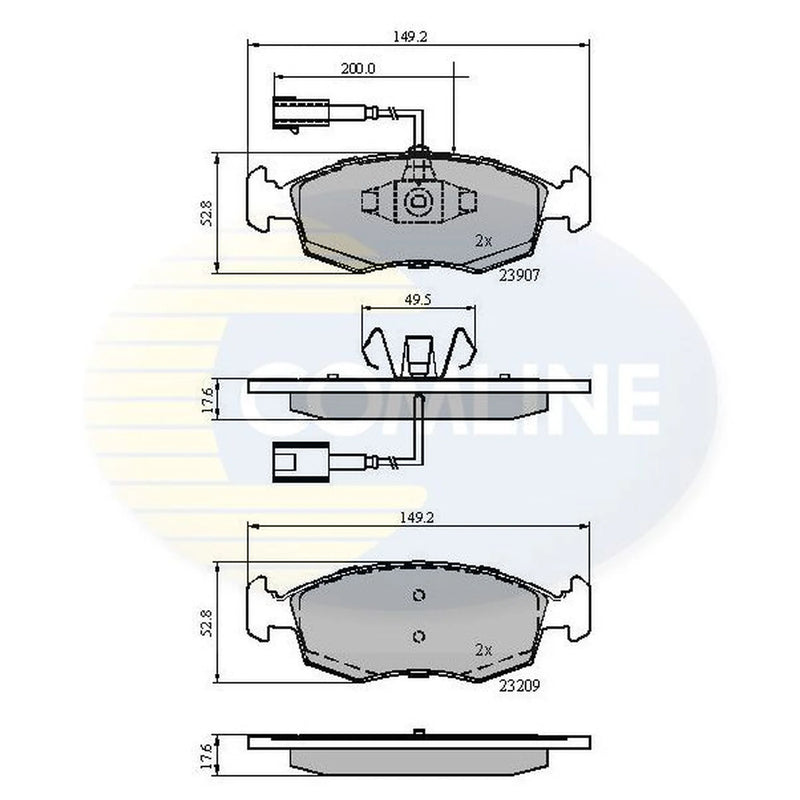 Comline 4 x Front Brake Pad Set fits Fiat 500 2007 on 1.2