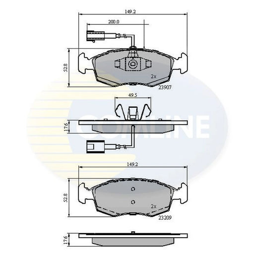 Comline 4 x Front Brake Pad Set fits Fiat 500 2007 on 1.2