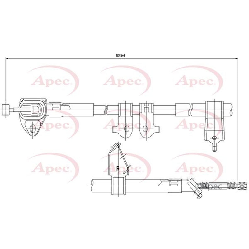 Apec Handbrake Cable Right Rear fits Toyota Rav 4 III 2006-2013 2.0 2.2
