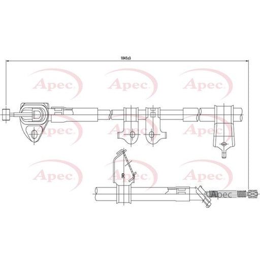 Apec Handbrake Cable Right Rear fits Toyota Rav 4 III 2006-2013 2.0 2.2