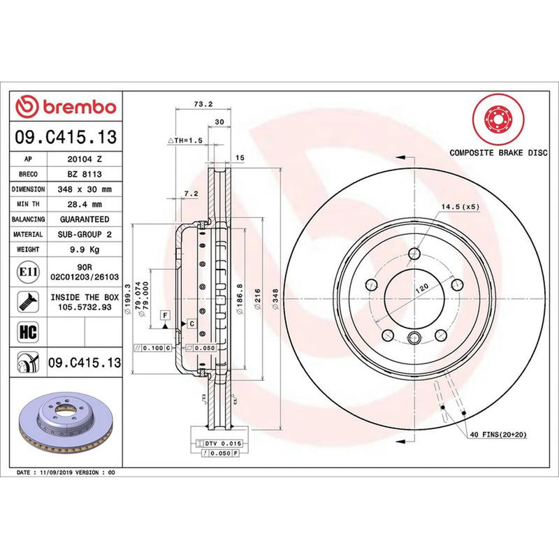 Brembo 2 x Aluminium Brake Disc Hub Brake Discs fits BMW Z4 Roadster 2009-2016
