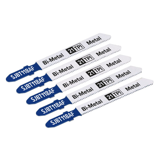 Sealey Jigsaw Blade Metal 75mm 21tpi Pack of 5 SJBT118AF Sealey - Dynamic Drive