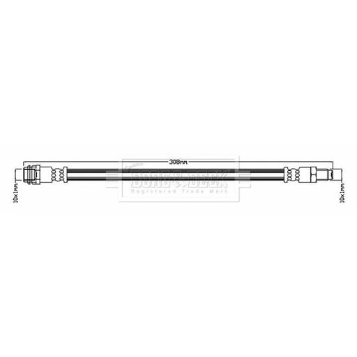 Borg & Beck Brake Hydraulic Hose Line Rear Right BBH7324