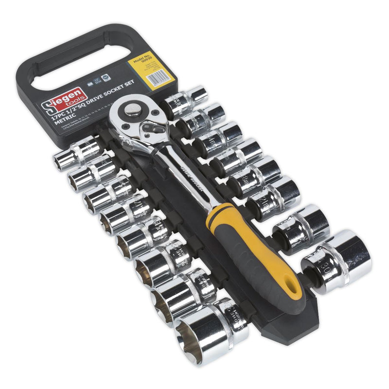 Siegen by Sealey Socket Set 17Pc 1/2Inchsq Drive 6Pt Walldrive Metric Siegen by Sealey - Dynamic Drive
