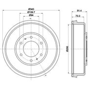 Mintex Brake Drum Assembly Rear fits Fiat Fullback Pickup 2016 on 2.4