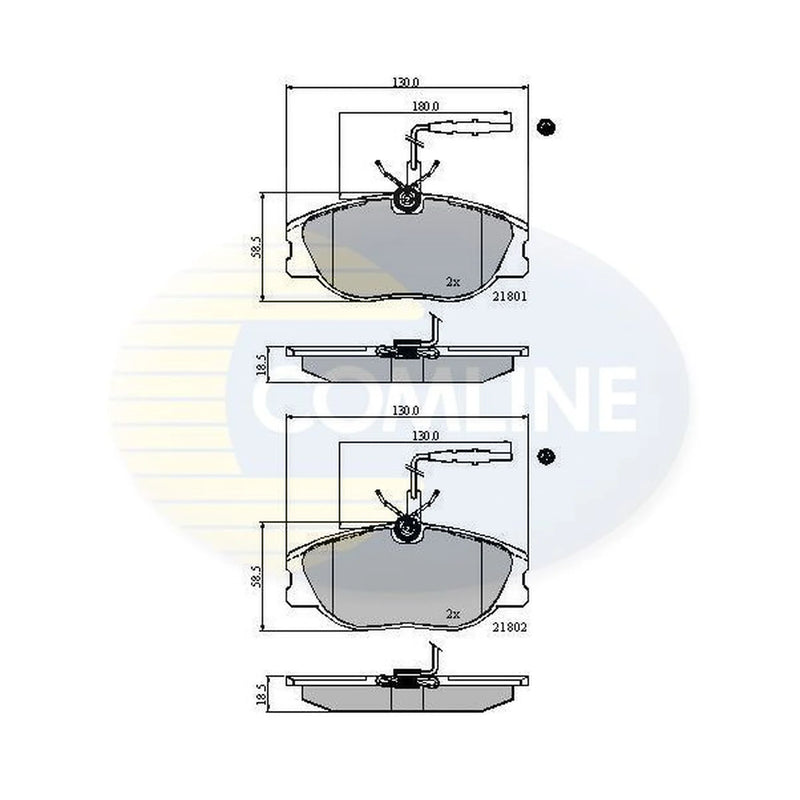 Comline 4 x Front Brake Pad Set fits Citroën Dispatch I 1995-2006 1.6 1.9 2.0