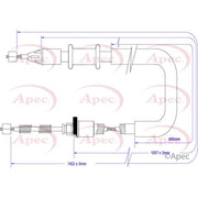 Apec Handbrake Cable Left Rear fits Renault Kangoo 2001-2018 1.2 1.5 1.6 1.9