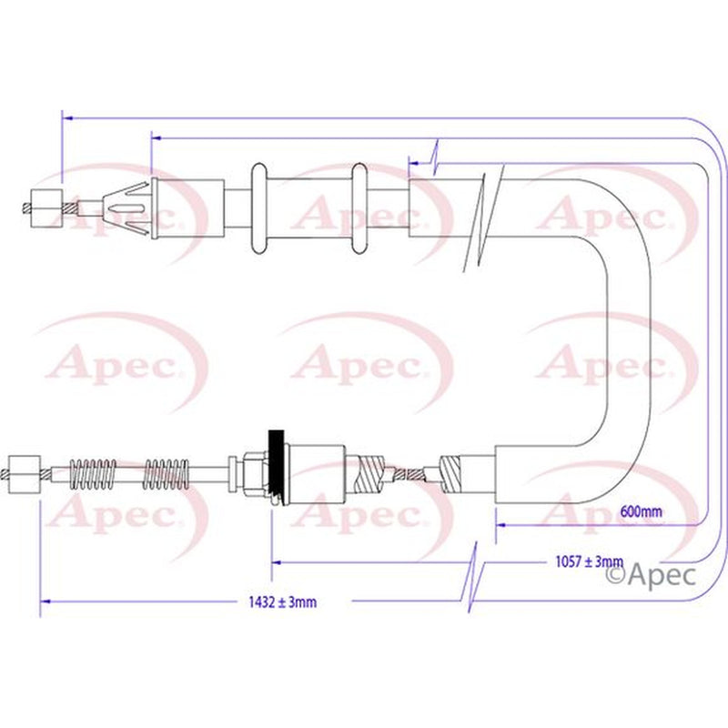 Apec Handbrake Cable Left Rear fits Renault Kangoo 2001-2018 1.2 1.5 1.6 1.9