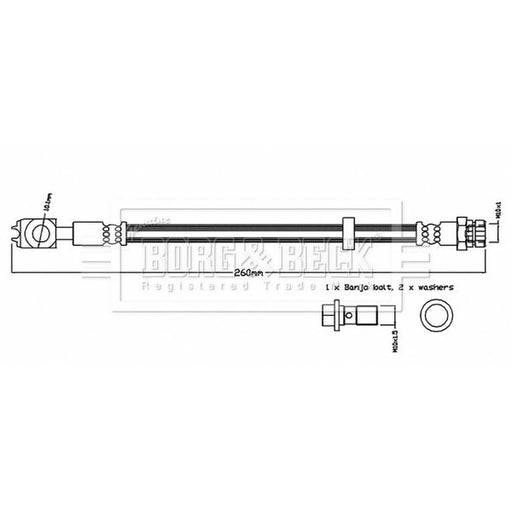 Borg & Beck Brake Hydraulic Hose Line Rear Right BBH8732