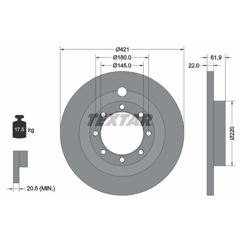 Textar 2 x Solid Brake Discs 93028800