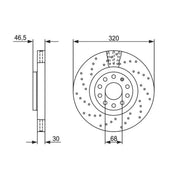 Bosch 2 x Vented Brake Discs fits Audi A4 B7 2004-2008 1.6 1.8 1.9 2.0 2.5 2.7