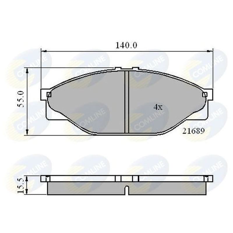 Comline 4 x Front Brake Pad Set fits Toyota Hiace III 1982-1989 2.0 2.2