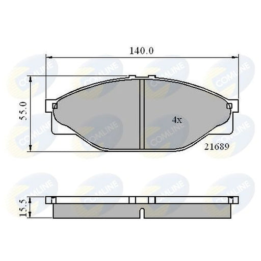 Comline 4 x Front Brake Pad Set fits Toyota Hiace III 1982-1989 2.0 2.2