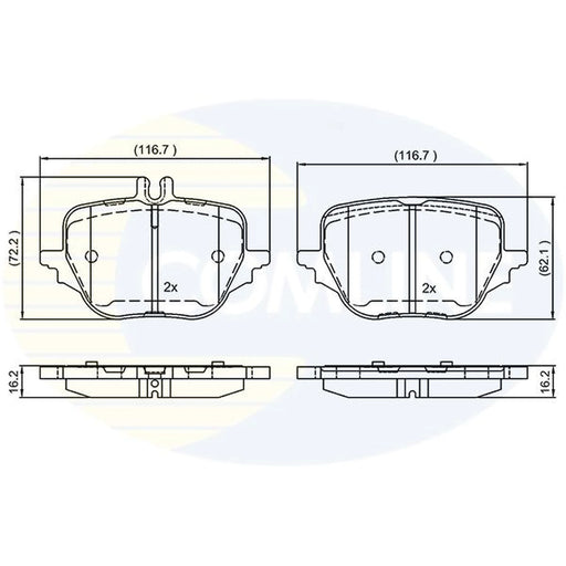 Comline 4 x Rear Brake Pad Set fits Mercedes-Benz C-Class 2021-2022