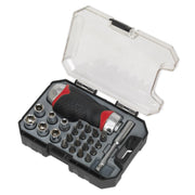 Sealey AK64906 24pc Stubby Fine Tooth Ratchet Screwdriver & Accessory Sealey  - Dynamic Drive