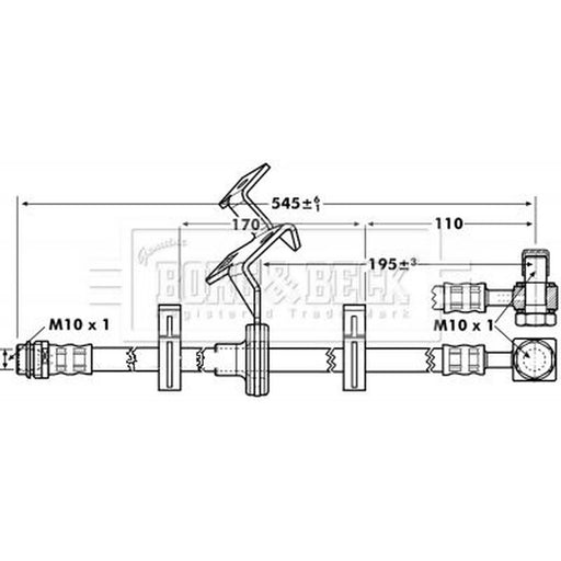 Borg & Beck Brake Hydraulic Hose Line Front Left BBH7087