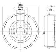 Mintex Brake Drum Assembly Rear fits Land Rover Freelander I 1998-2006