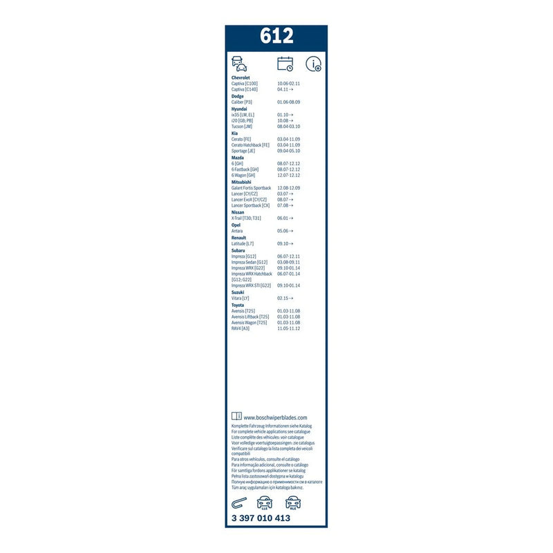 Bosch Eco Front Wiper Blade Set 600mm + 400mm — 612 fits Chevrolet Captiva