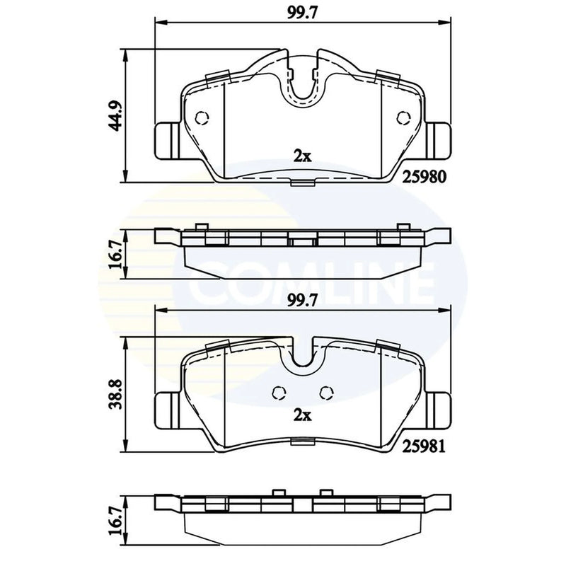Comline Front & Rear Pads fits Mini Mini 2015-2020