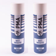2 x PMA Aerosol Spray Paint Matt White Acrylic High Coverage 500ml PMA - Dynamic Drive