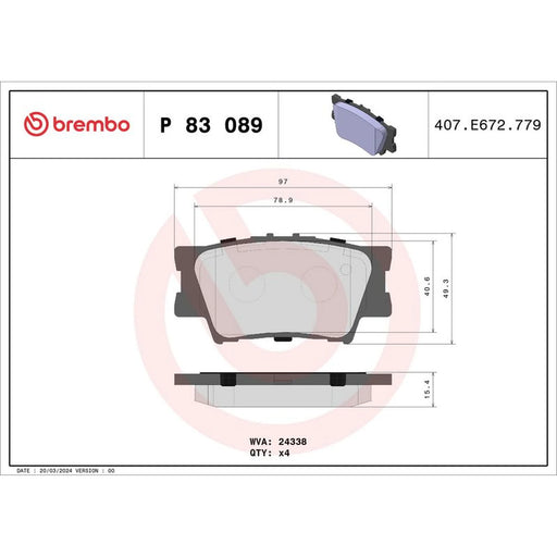 Brembo Rear Brake Solid Discs & Pads fits Toyota Matrix 2008-2014 1.8