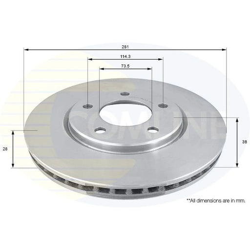 Comline 2 x Front Brake Discs ADC2304V-x2
