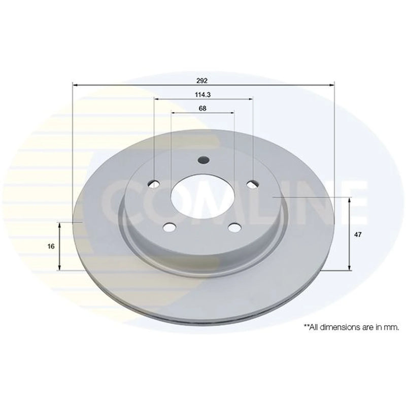 Comline 2 x Internally Vented Brake Discs fits Nissan Qashqai III 2021 on 1.3