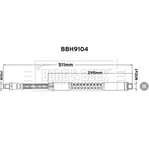 Borg & Beck Brake Hydraulic Hose Line Front Right BBH9104
