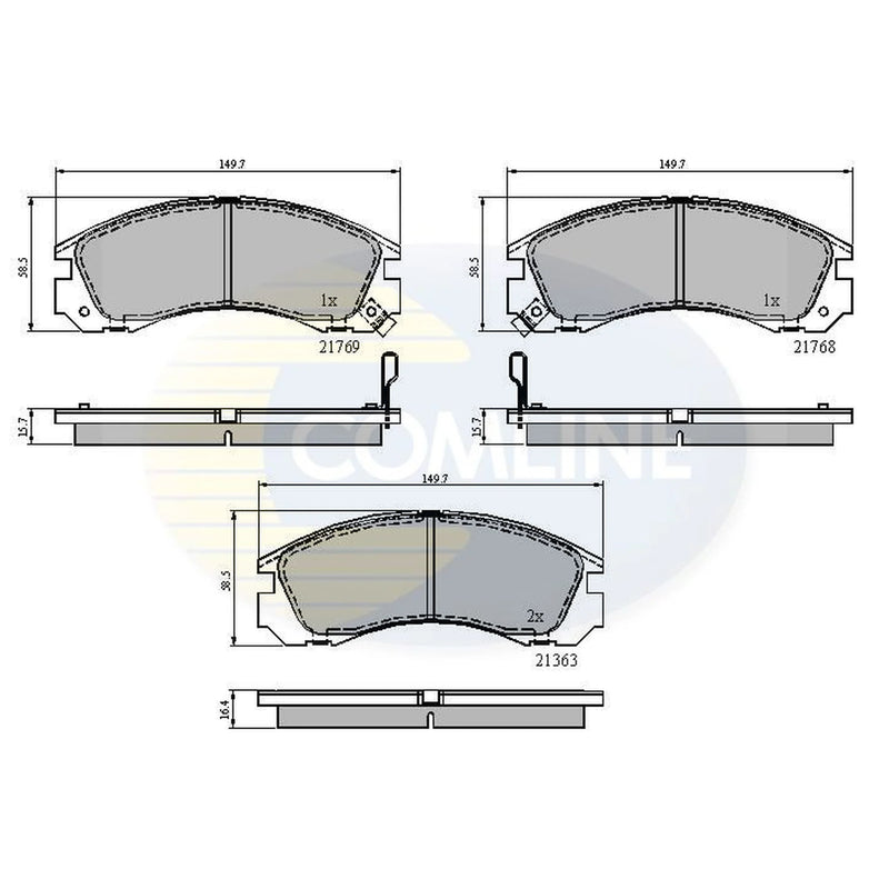 Comline 4 x Front Brake Pad Set fits Citroën C-Crosser 2007-2012 2.2 2.4