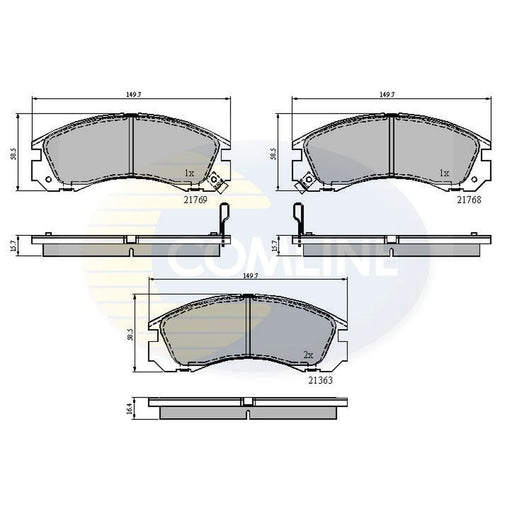 Comline 4 x Front Brake Pad Set fits Citroën C-Crosser 2007-2012 2.2 2.4