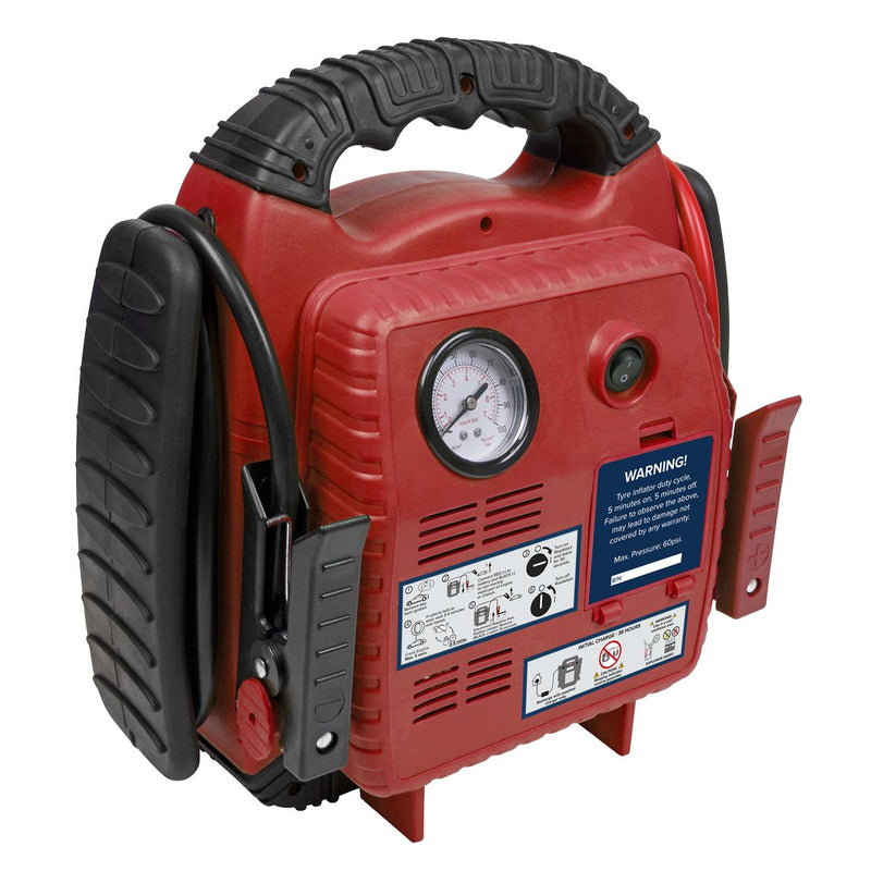 Sealey RoadStartï Emergency Jump Starter with Air Compressor 12V 900 Peak Amps Sealey - Dynamic Drive