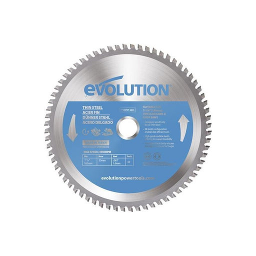 Evolution Thin Steel Cutting Circular Saw Blade 185 x 20mm x 68T Evolution - Dynamic Drive