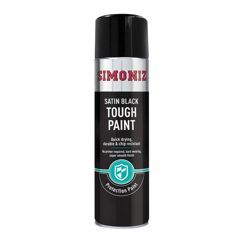 4 x Simoniz Large Tough Satin Black Aerosol Car Auto Spray Paint 500ml SIMVHT51D SIMONIZ  - Dynamic Drive