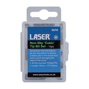 Laser Non-Slip 'Cubic' Tip Bit Set Ph2 15pc 8278 Laser - Dynamic Drive