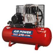 Sealey Air Compressor 270L Belt Drive 10hp 3ph 2-Stage with Cast Cylinders Sealey - Dynamic Drive
