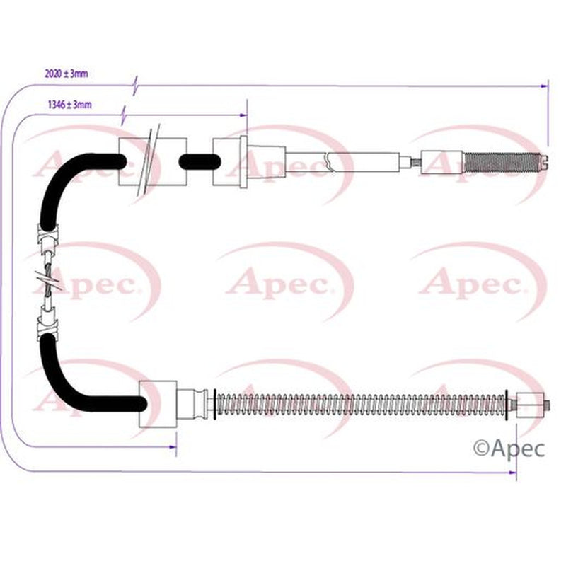 Apec Handbrake Cable Left Rear fits VW Caddy I 1982-1992 1.6 1.8