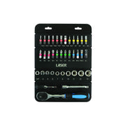 Laser Socket & Bit Set 1/4"D 37pc 7310 Laser - Dynamic Drive