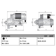 Denso Starter Motor 12V 2kW 9 Teeth DSN1300