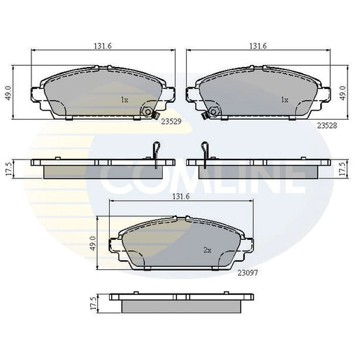 Comline 4 x Front Brake Pad Set fits Honda Accord VI 1998-2002 1.6