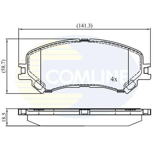 Comline 4 x Front Brake Pad Set fits Renault Espace V 2015-2023 1.6