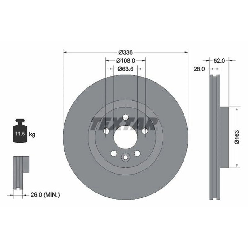 Textar 2 x Vented Front Brake Discs 92168203-x2