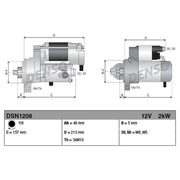 Denso Starter Motor 12V 2kW 10 Teeth fits Land Rover Discovery Sport 2014 on 2.2