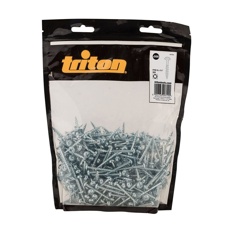 Triton Zinc Pocket-Hole Screws Washer Head Coarse P/HC 8 x 1-1/4" 500pk Triton - Dynamic Drive