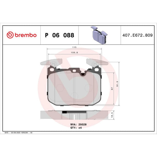Brembo 4 x Front Brake Pad Set fits BMW 1 Sports Hatch 2011-2019